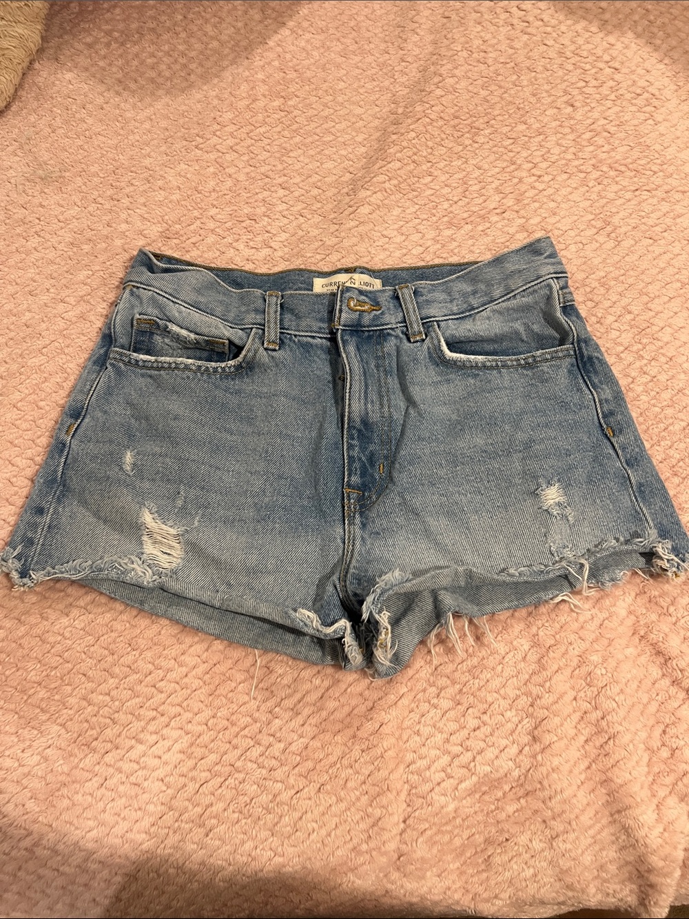 Current/Elliott Light Blue Distressed Denim Shorts